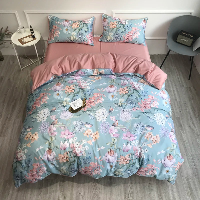 Egyptian Cotton Soft Duvet Cover & Fitted/Bed Sheet Bedding Set | US Twin, Queen & King Size | 4 or 6 Pieces