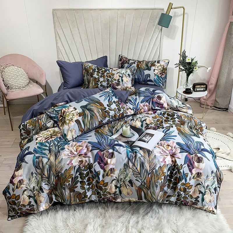 Egyptian Cotton Soft Duvet Cover & Fitted/Bed Sheet Bedding Set | US Twin, Queen & King Size | 4 or 6 Pieces
