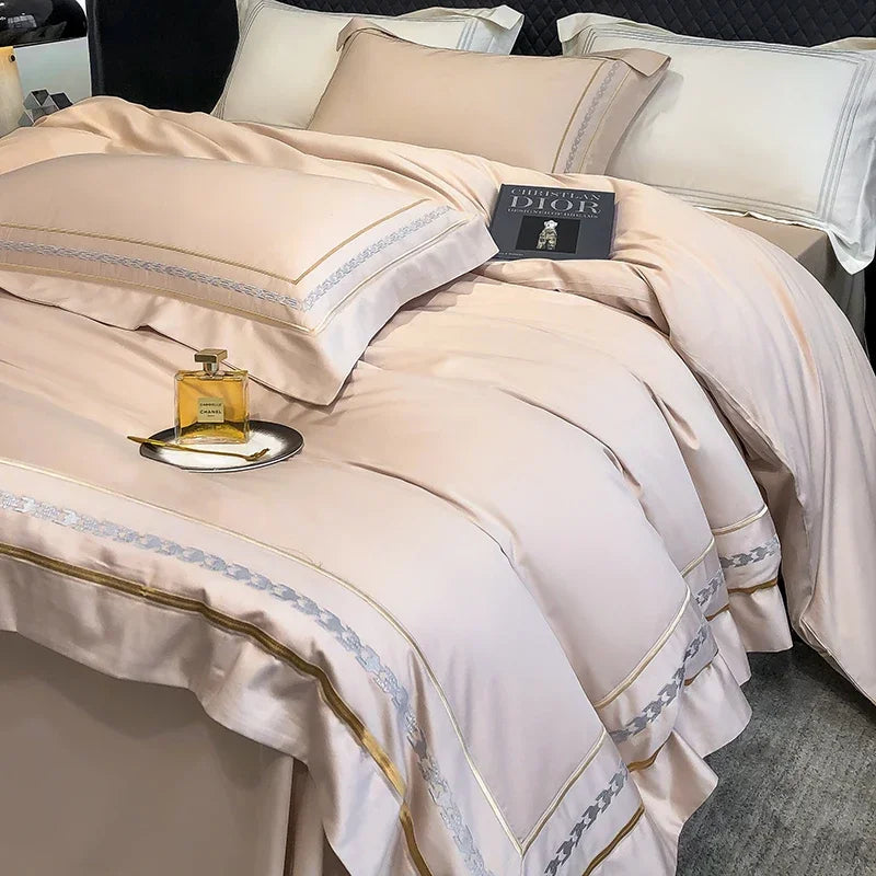 100% Egyptian Cotton Luxury Embroidery Hotel Style Bedding Set | Queen & King Size