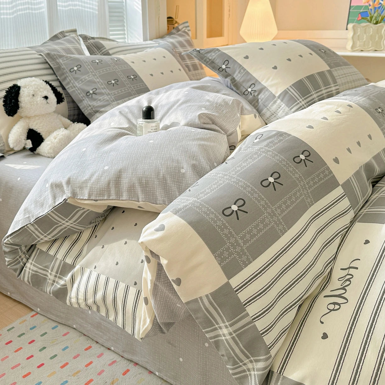 IMPORTANT COTTON DUVET COVER SET WITH 2PILLOW CASE