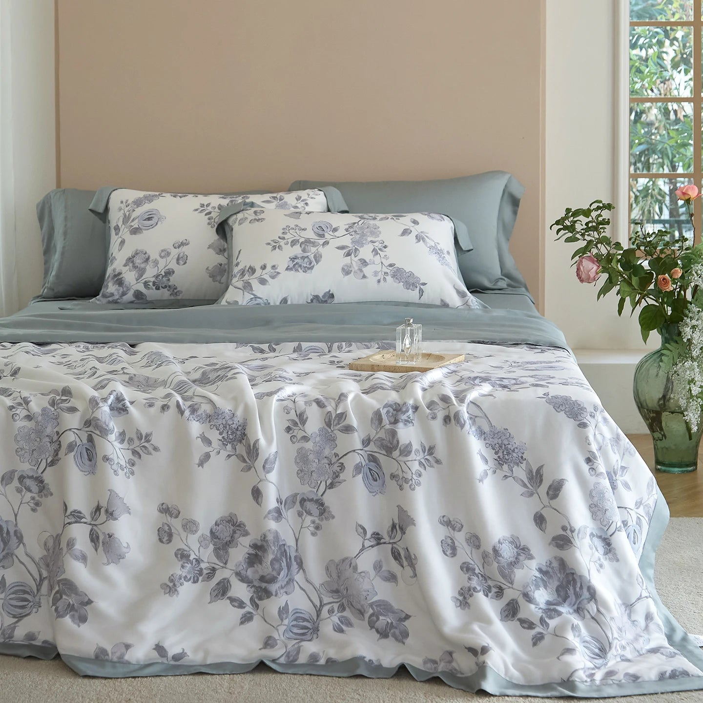 600TC Lyocell Summer Quilt | Cooling Eucalyptus Air Conditioning Comforter | Bed Sheet & Pillowcases |