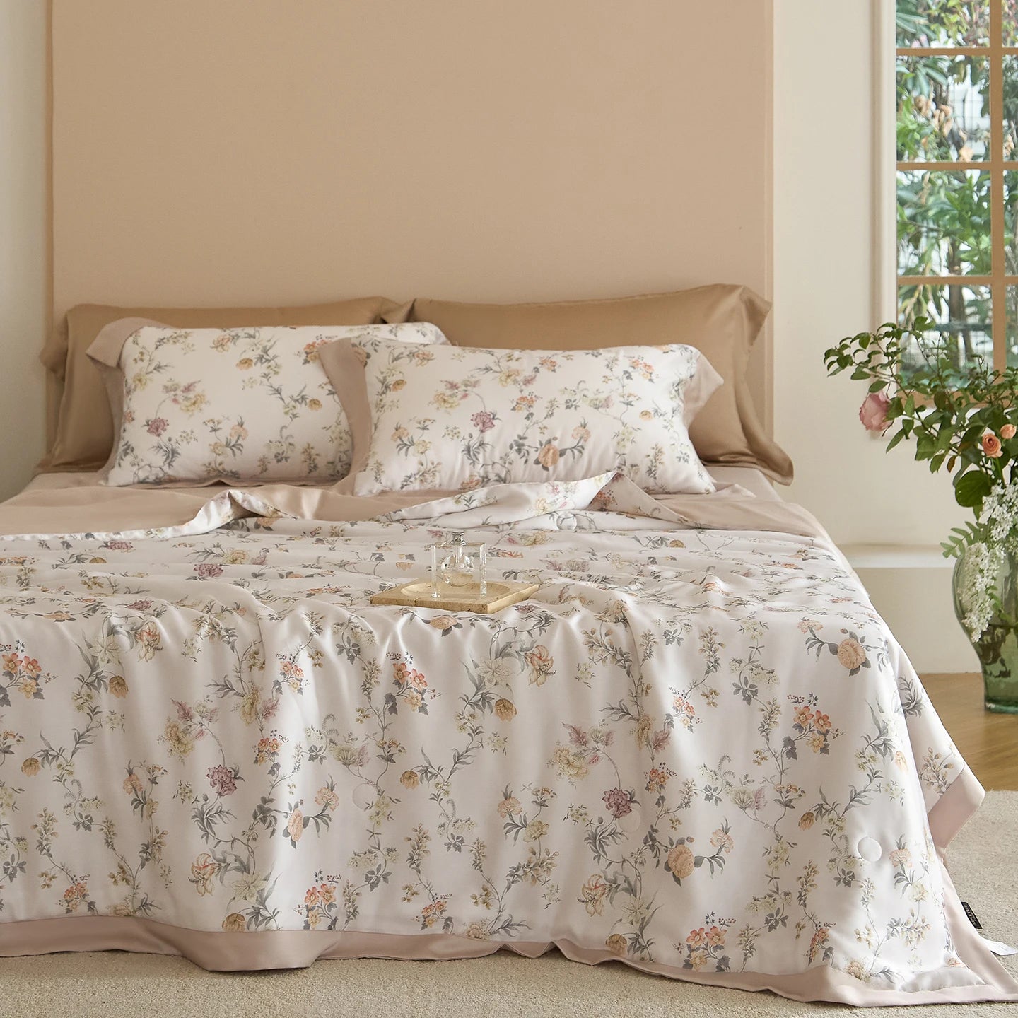 600TC Lyocell Summer Quilt | Cooling Eucalyptus Air Conditioning Comforter | Bed Sheet & Pillowcases |