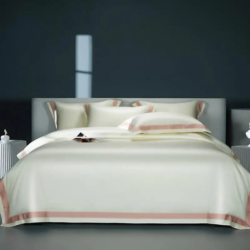 Premium 1400TC Egyptian Cotton Smooth Soft Bedding Set - Chic White & Grey Patchwork