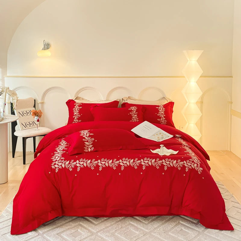 100% Egyptian Cotton Chic Embroidery Luxury Bedding Set - 4 Pieces