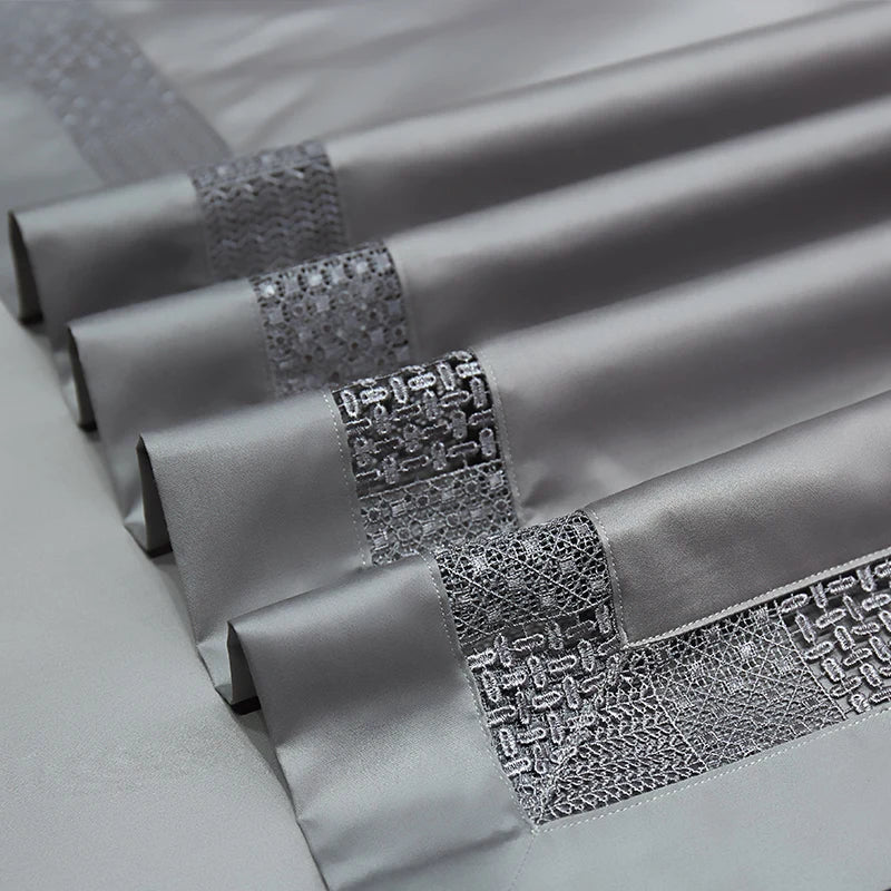 1400TC Egyptian Cotton  Bedding Set - 4 Pieces | Hollow Wide Edge Design