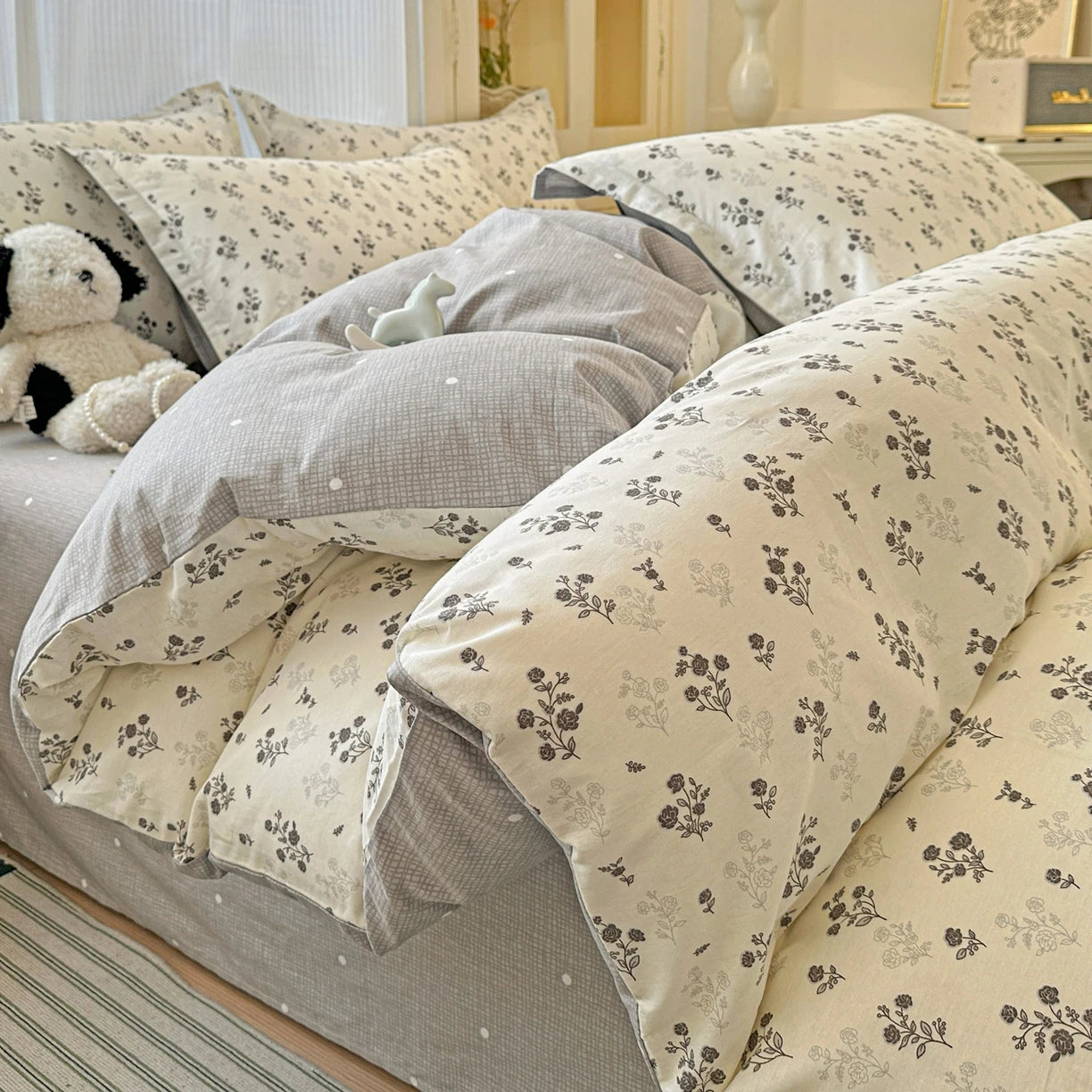 IMPORTANT COTTON DUVET COVER SET WITH 2PILLOW CASE