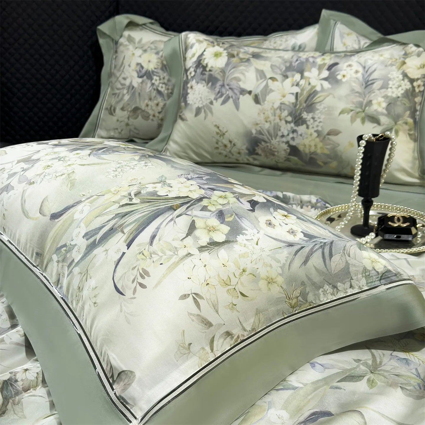 Floral Print Lyocell Summer Comforter Set - 4 Pieces | Soft Silky Cooling Bedding |