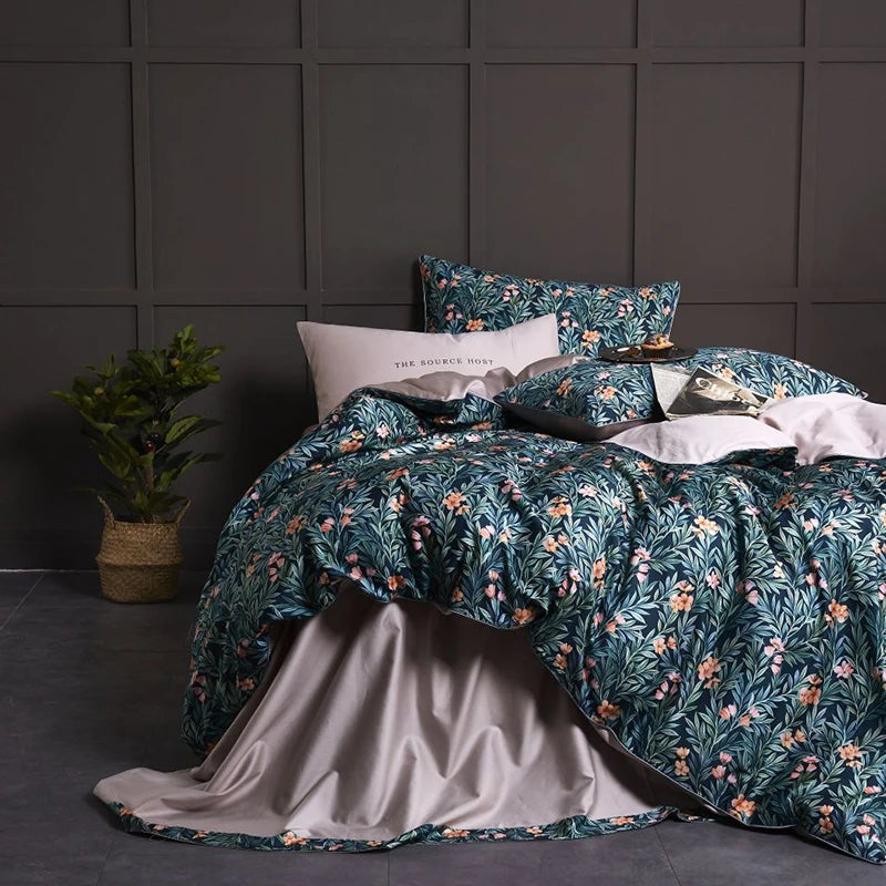 Egyptian Cotton Soft Duvet Cover & Fitted/Bed Sheet Bedding Set | US Twin, Queen & King Size | 4 or 6 Pieces