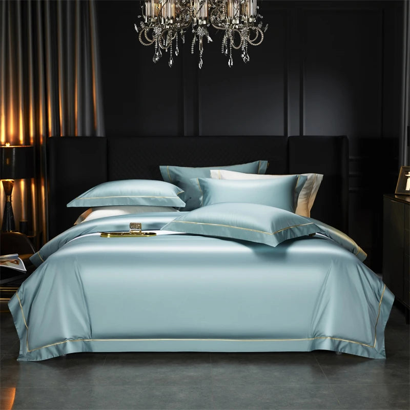 1000TC Egyptian Cotton Luxury Embroidery Solid Color Bedding Set - 4 Pieces