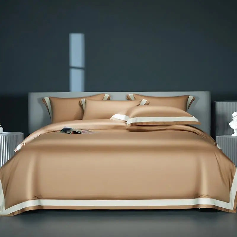 Premium 1400TC Egyptian Cotton Smooth Soft Bedding Set - Chic White & Grey Patchwork