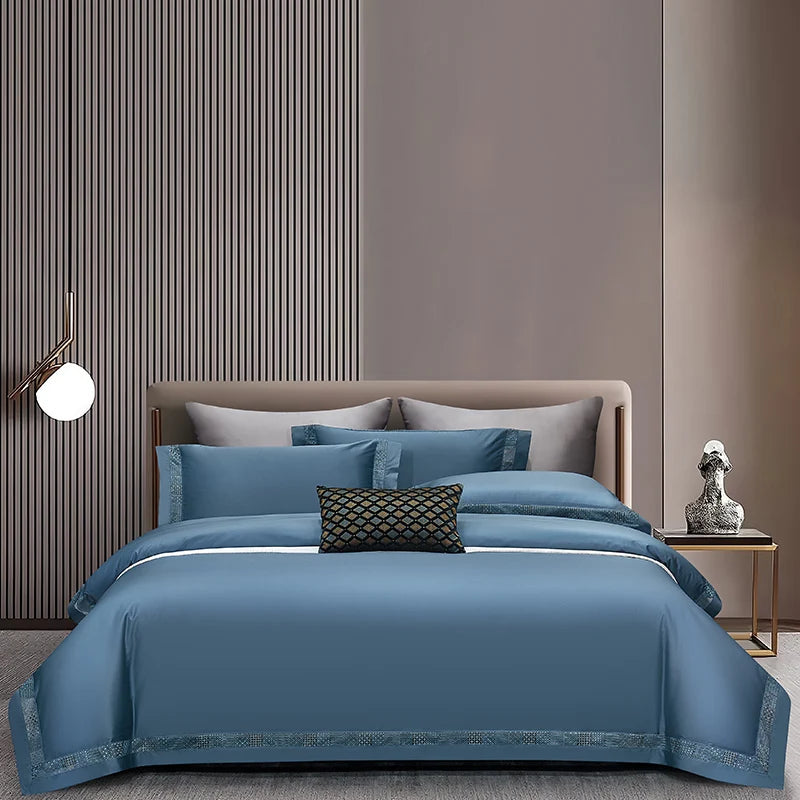 1400TC Egyptian Cotton  Bedding Set - 4 Pieces | Hollow Wide Edge Design