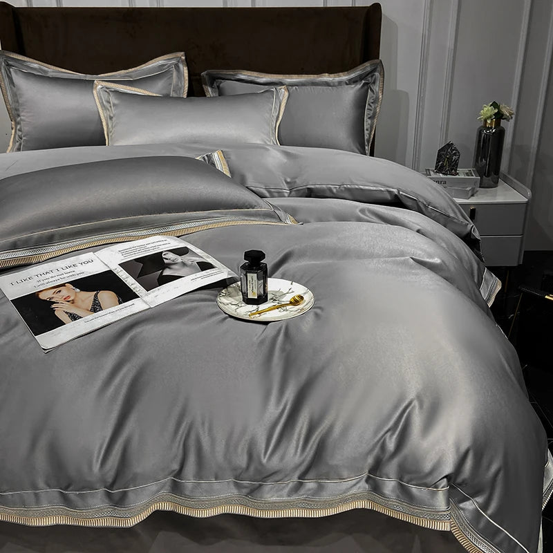 LUXURY EMBROIDERY KING SIZE 600TC EGYPTIAN COTTON BEDDING SET