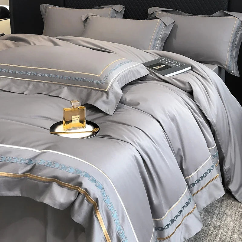 100% Egyptian Cotton Luxury Embroidery Hotel Style Bedding Set | Queen & King Size
