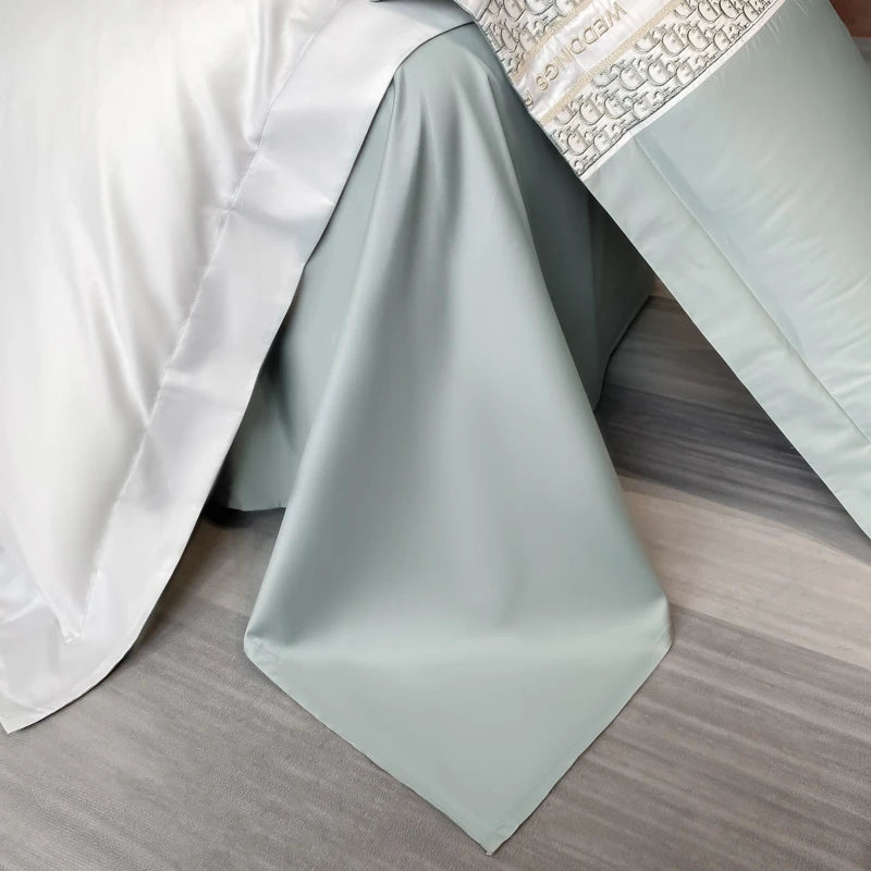 Luxury Embroidery 100% Cotton Bedding Set - Duvet Cover, Bed Sheet & Pillowcase