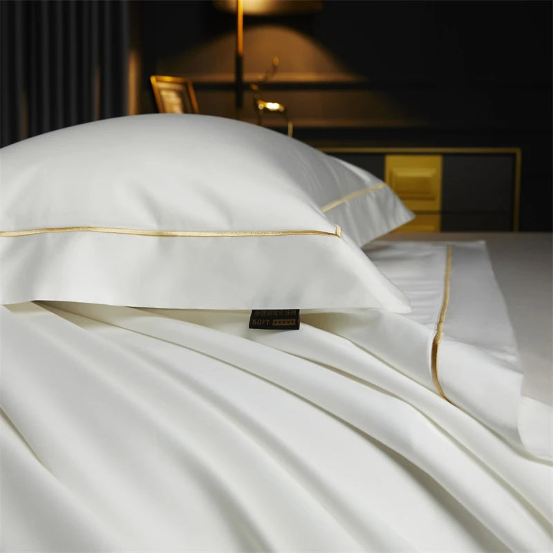 1000TC Egyptian Cotton Luxury Embroidery Solid Color Bedding Set - 4 Pieces