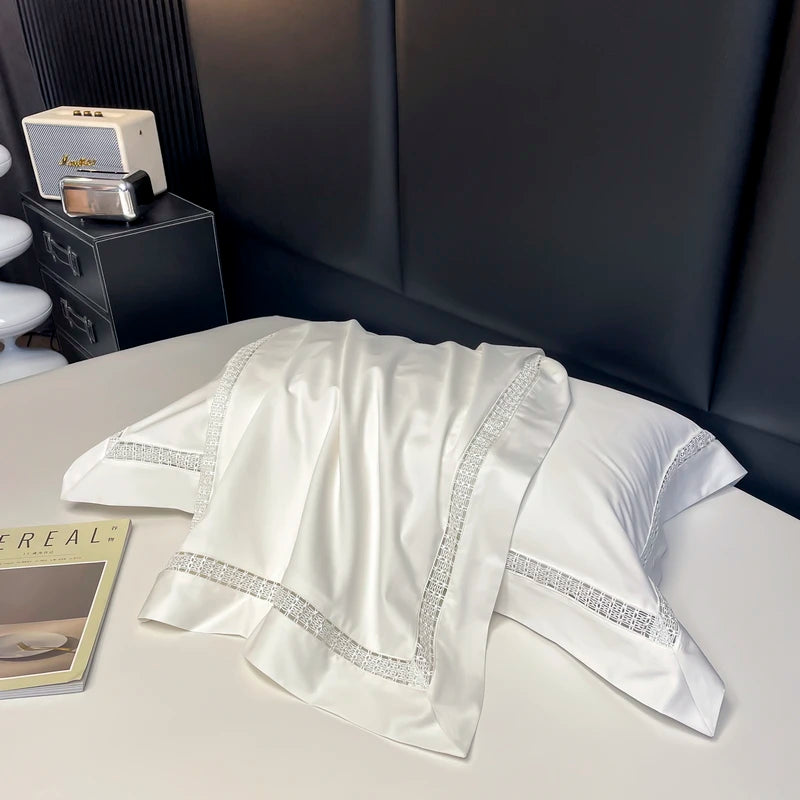 Luxury 1000TC Egyptian Cotton  Bedding Set - 4 Pieces | Hollow Wide Edge Design