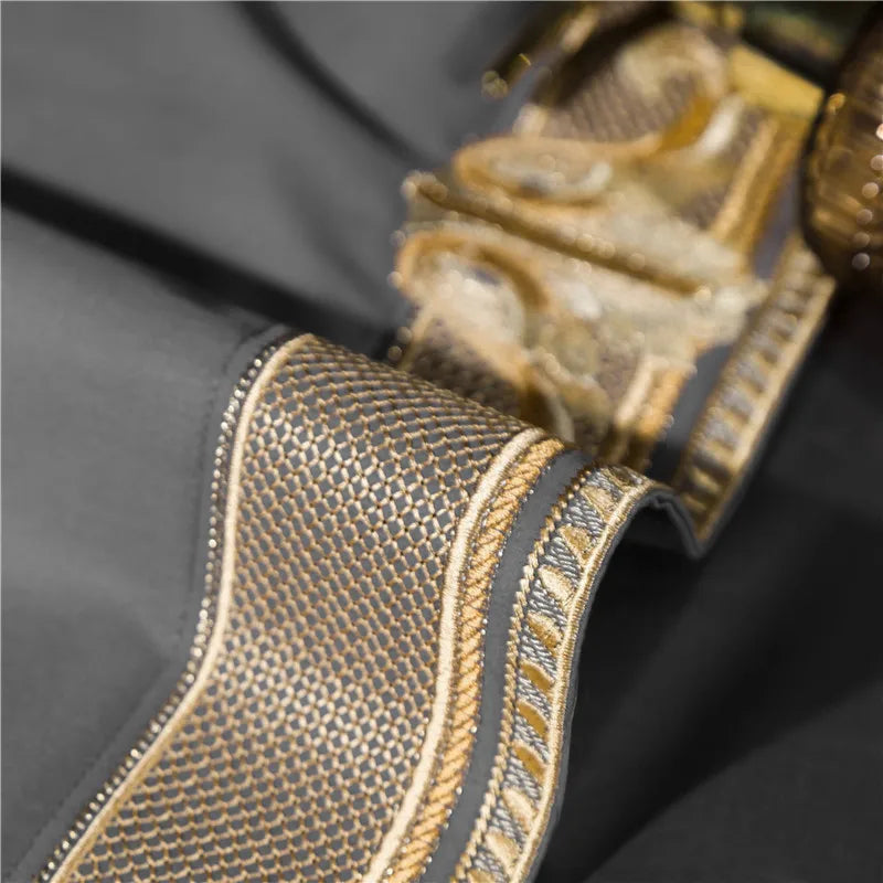 Satin 1200TC Egyptian Cotton Luxury Bedding Set | Gold Embroidery