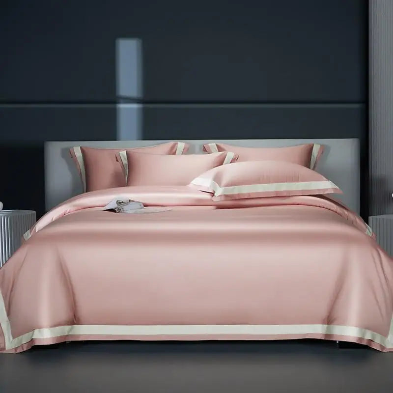 Premium 1400TC Egyptian Cotton Smooth Soft Bedding Set - Chic White & Grey Patchwork