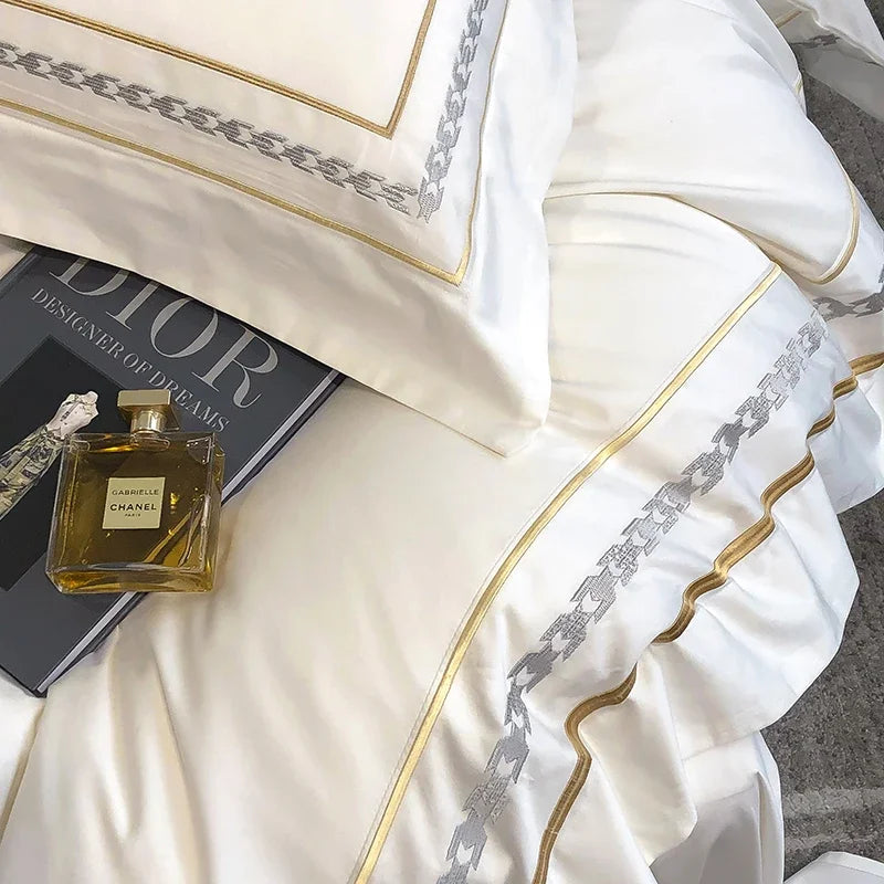100% Egyptian Cotton Luxury Embroidery Hotel Style Bedding Set | Queen & King Size