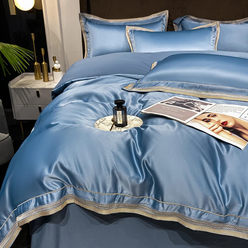 LUXURY EMBROIDERY KING SIZE 600TC EGYPTIAN COTTON BEDDING SET