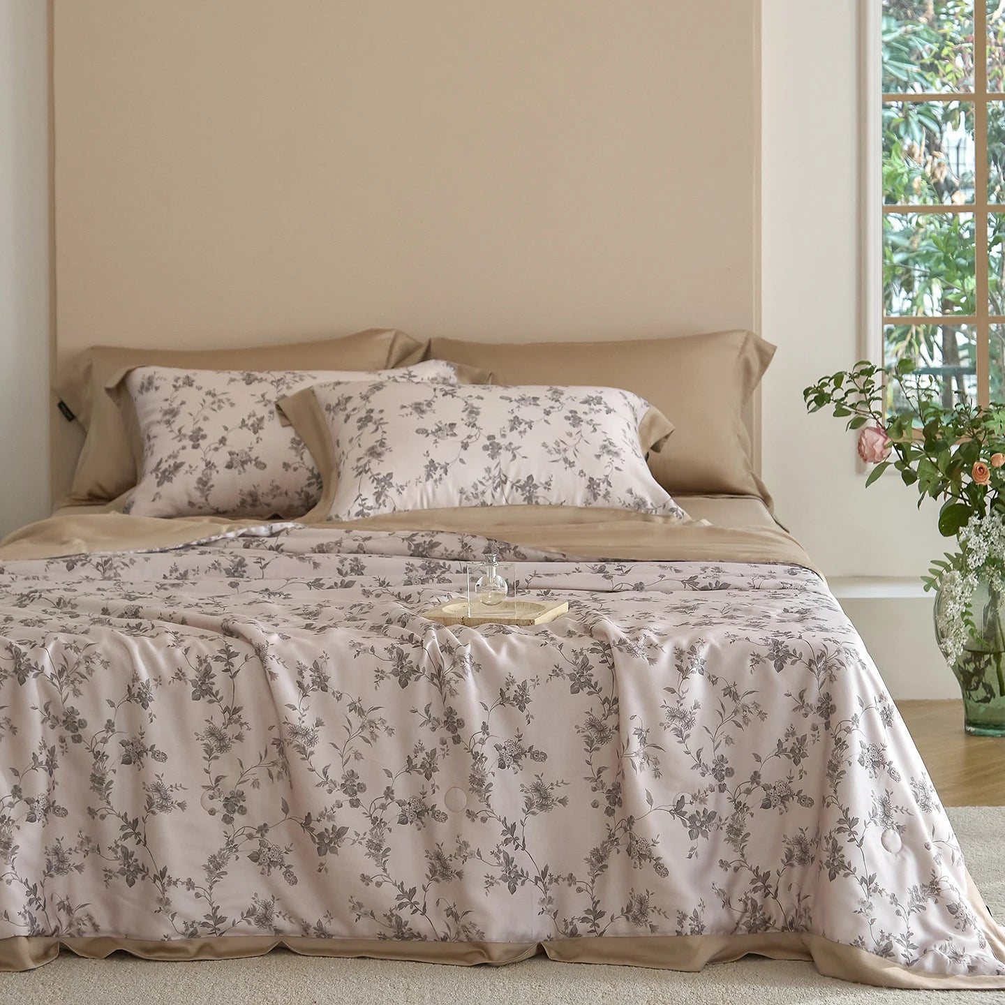 600TC Lyocell Summer Quilt | Cooling Eucalyptus Air Conditioning Comforter | Bed Sheet & Pillowcases |