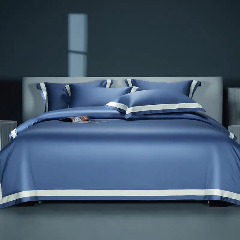 Premium 1400TC Egyptian Cotton Smooth Soft Bedding Set - Chic White & Grey Patchwork