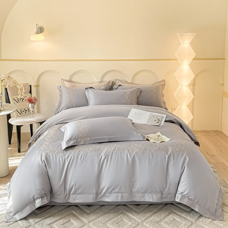 100% Egyptian Cotton Chic Embroidery Luxury Bedding Set - 4 Pieces
