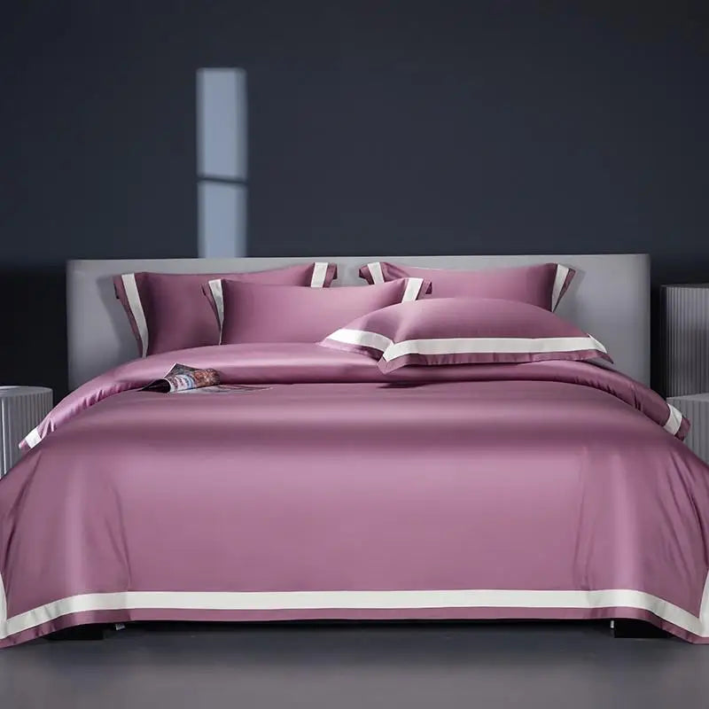 Premium 1400TC Egyptian Cotton Smooth Soft Bedding Set - Chic White & Grey Patchwork