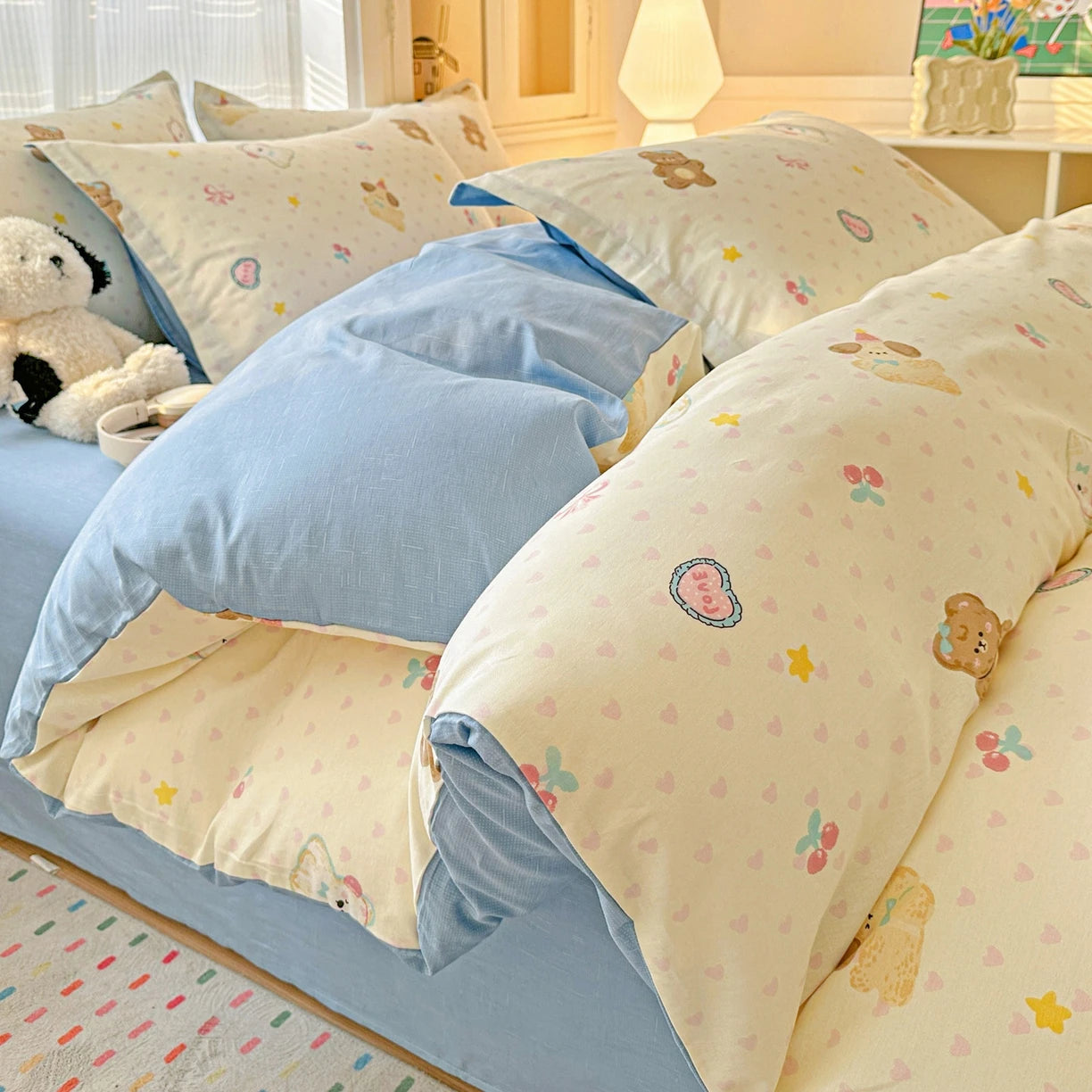 IMPORTANT COTTON DUVET COVER SET WITH 2PILLOW CASE