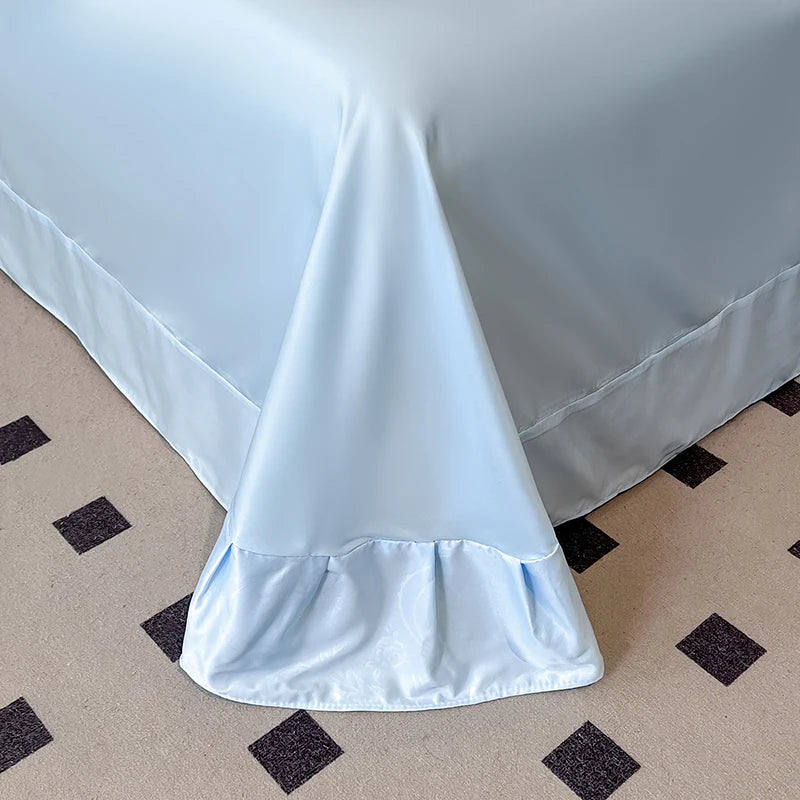 French Jacquard Summer Quilt Set - Snow Lotus Tencel Bedding | 3 or 4 Pieces | Romantic Style