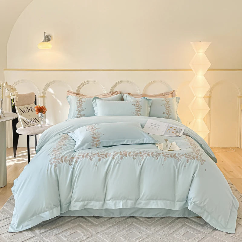 100% Egyptian Cotton Chic Embroidery Luxury Bedding Set - 4 Pieces