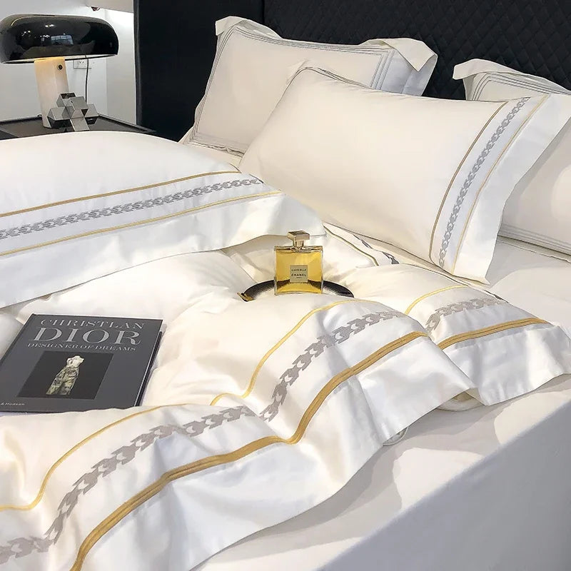 100% Egyptian Cotton Luxury Embroidery Hotel Style Bedding Set | Queen & King Size