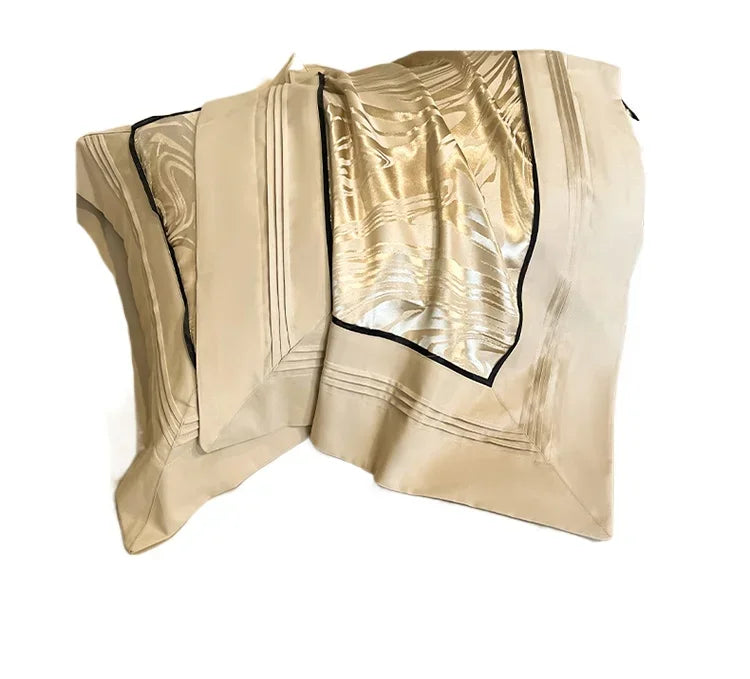 Light Luxury Long-Staple Pure Cotton Jacquard Bedding Set - Duvet Cover, Bed Sheet & Pillowcases