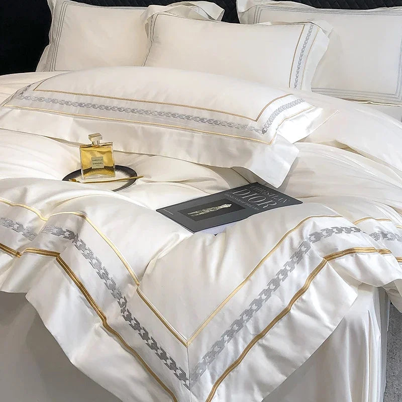 100% Egyptian Cotton Luxury Embroidery Hotel Style Bedding Set | Queen & King Size