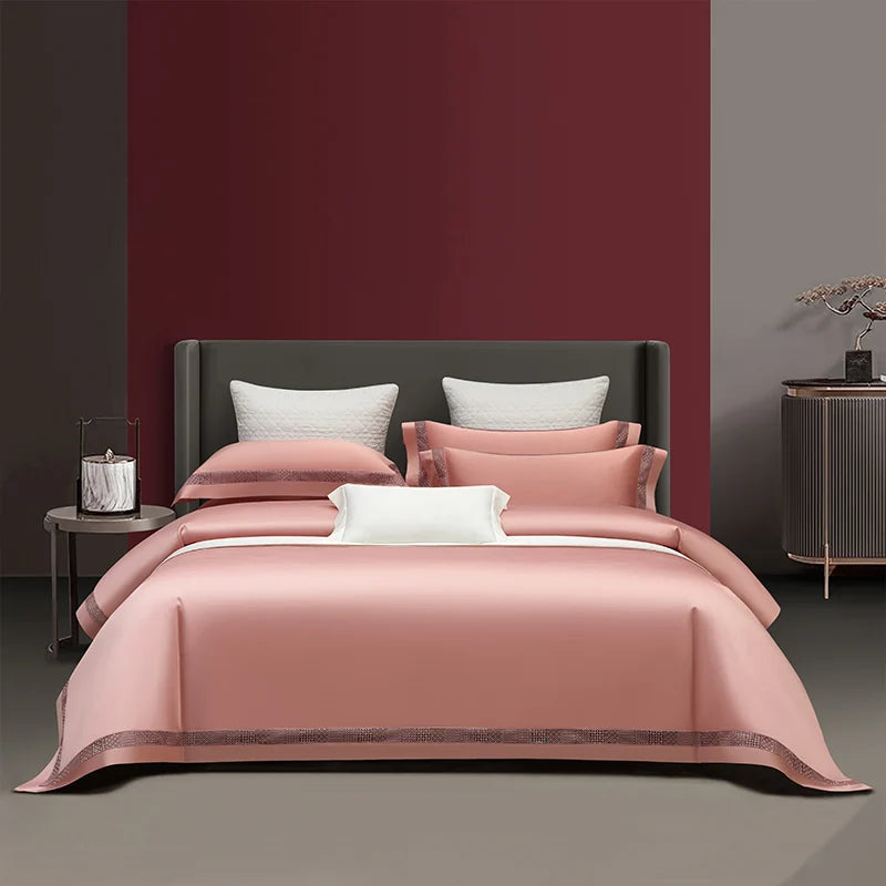 1400TC Egyptian Cotton  Bedding Set - 4 Pieces | Hollow Wide Edge Design