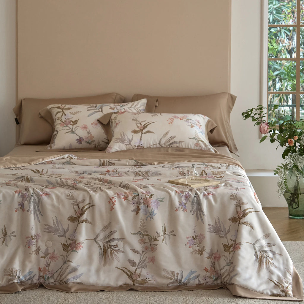 600TC Lyocell Summer Quilt | Cooling Eucalyptus Air Conditioning Comforter | Bed Sheet & Pillowcases |