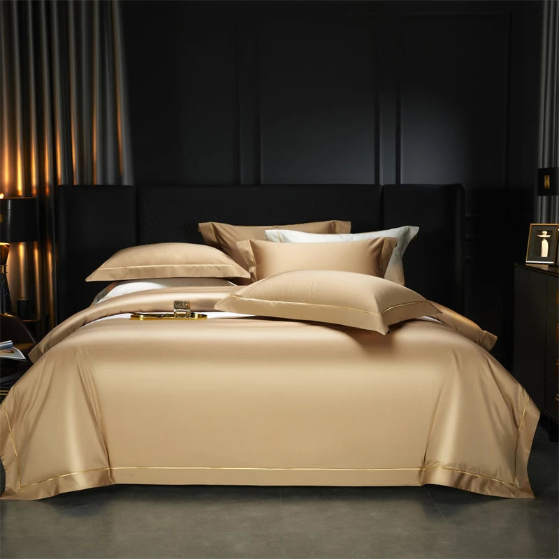 1000TC Egyptian Cotton Luxury Embroidery Solid Color Bedding Set - 4 Pieces