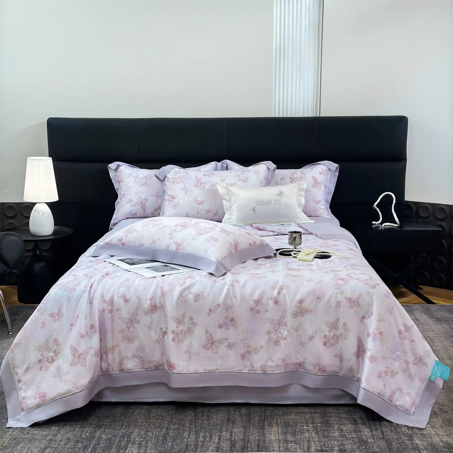 4-Piece Floral Plant Print 500TC Lyocell Summer Comforter Set | Soft Silky Cooling Bedding |