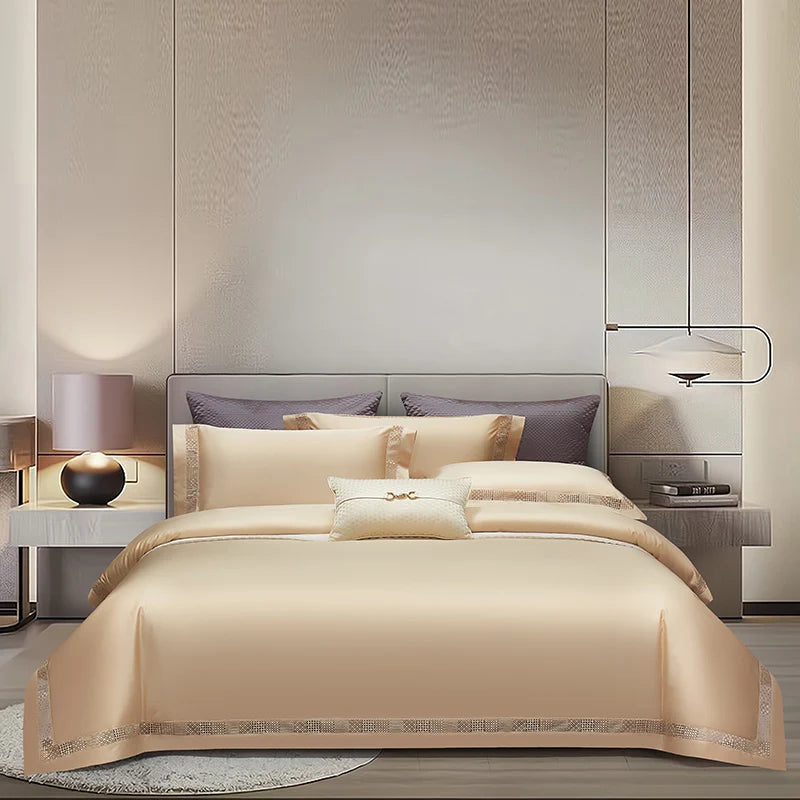 1400TC Egyptian Cotton  Bedding Set - 4 Pieces | Hollow Wide Edge Design