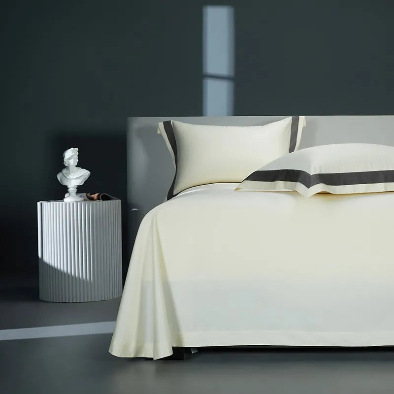 Premium 1400TC Egyptian Cotton Smooth Soft Bedding Set - Chic White & Grey Patchwork