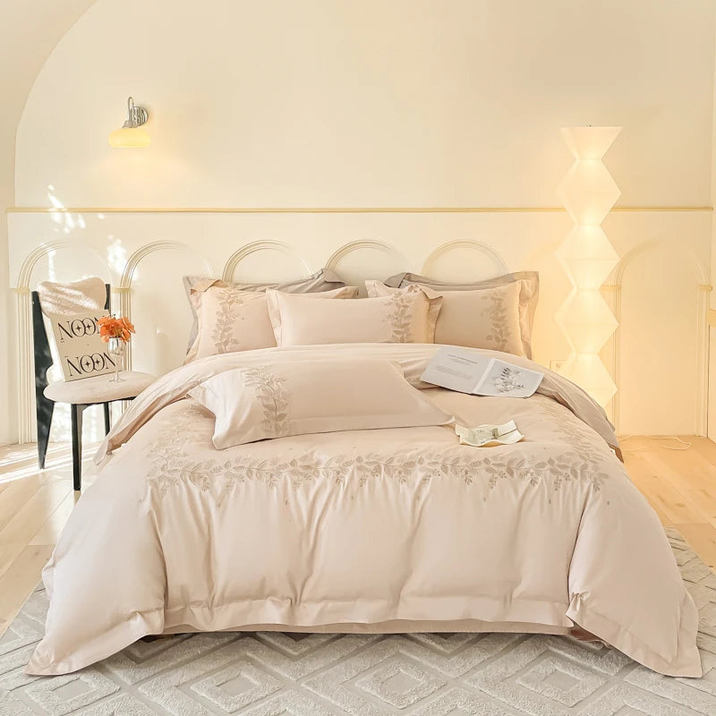 100% Egyptian Cotton Chic Embroidery Luxury Bedding Set - 4 Pieces