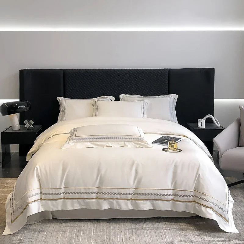 100% Egyptian Cotton Luxury Embroidery Hotel Style Bedding Set | Queen & King Size