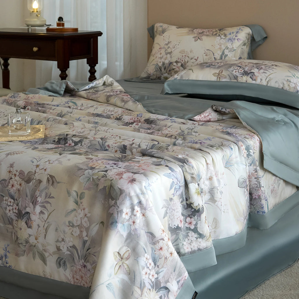 600TC Lyocell Summer Quilt | Cooling Eucalyptus Air Conditioning Comforter | Bed Sheet & Pillowcases |